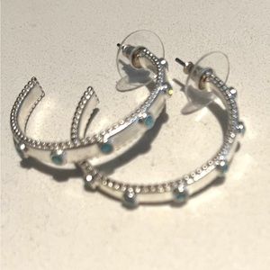 Silver earrings with mint green stones
